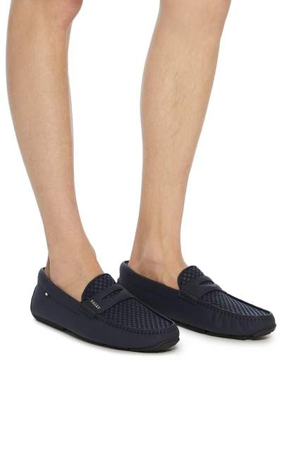 Bally Pikat Woven Leather Driving Shoes In Navy | ModeSens