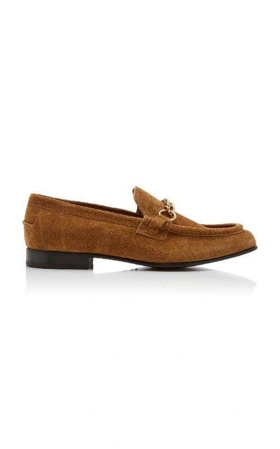 Shop Burberry Soloway Suede Loafers In Brown