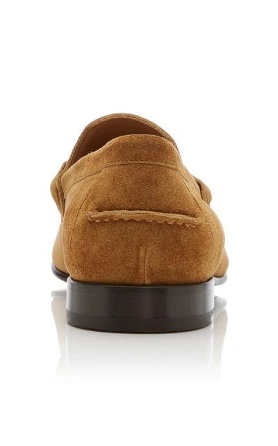 Shop Burberry Soloway Suede Loafers In Brown