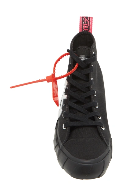 Shop Off-white High-top Cotton-canvas Arrow Trainers  In Black/white