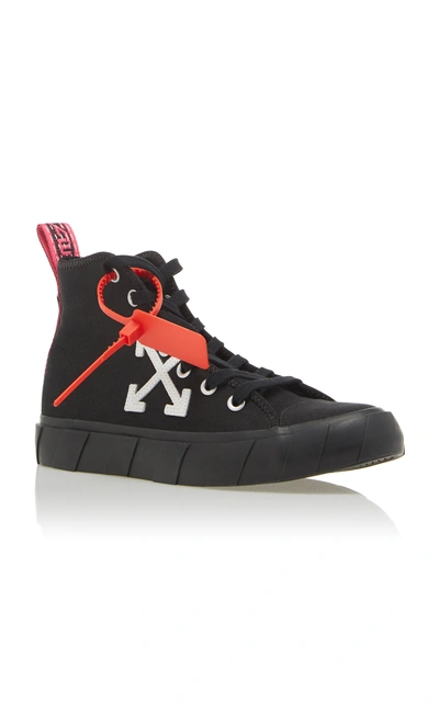 Shop Off-white High-top Cotton-canvas Arrow Sneakers  In Black/white