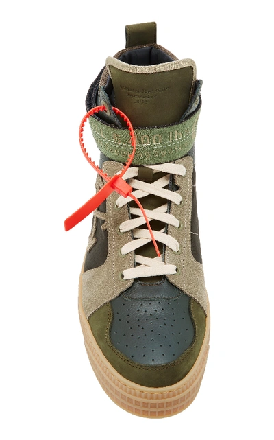 Shop Off-white Industrial Paneled Leather And Suede High-top Sneakers In Green