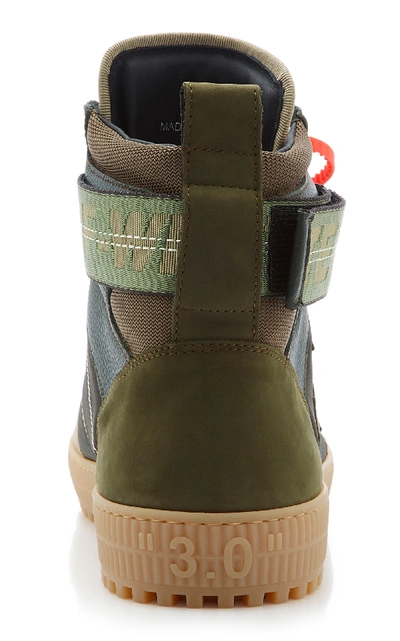 Shop Off-white Industrial Paneled Leather And Suede High-top Sneakers In Green