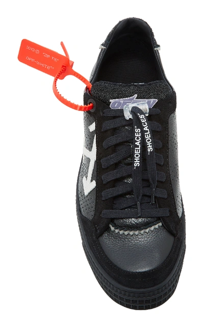 Shop Off-white Suede-trimmed Leather Low-top Trainers In Black