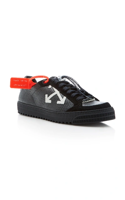 Shop Off-white Suede-trimmed Leather Low-top Sneakers In Black