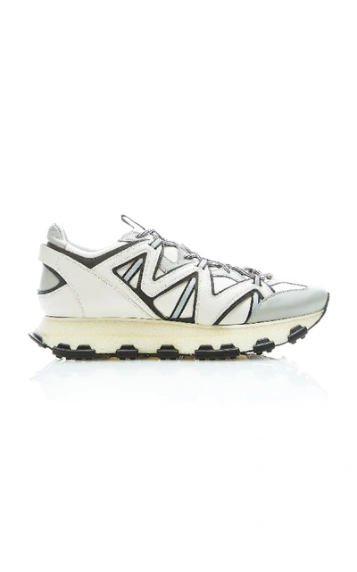 Shop Lanvin Reflective Leather Low-top Sneakers In White