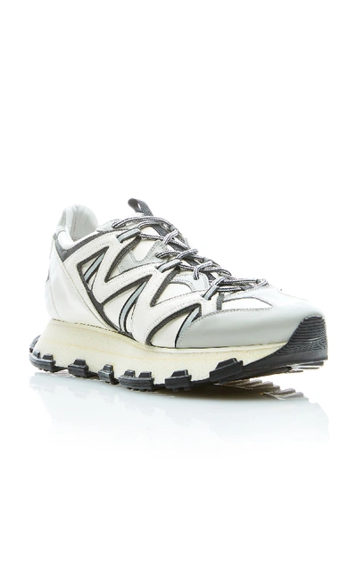 Shop Lanvin Reflective Leather Low-top Sneakers In White