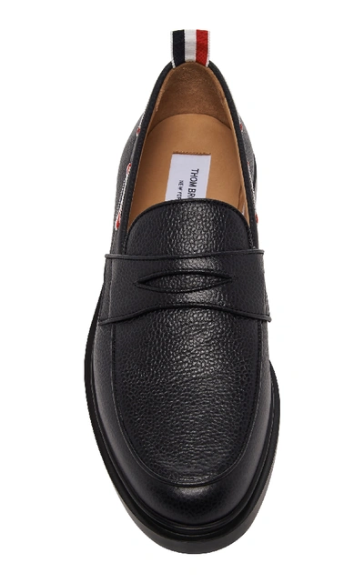 Shop Thom Browne Pebble-grain Leather Penny Loafers In Black