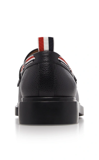 Shop Thom Browne Pebble-grain Leather Penny Loafers In Black