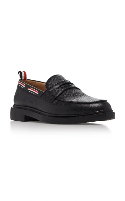 Shop Thom Browne Pebble-grain Leather Penny Loafers In Black