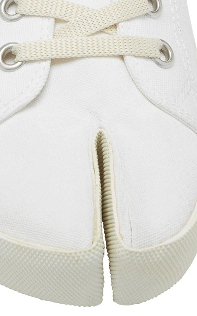 Shop Maison Margiela Tabi Low-top Cotton-canvas Sneakers In White