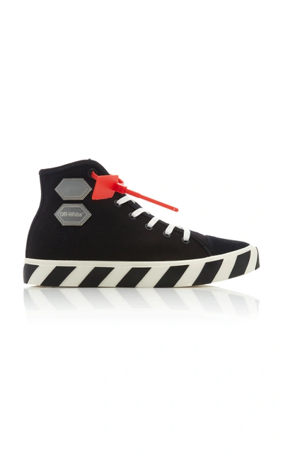 Shop Off-white Striped Cotton-canvas High-top Sneakers In Black