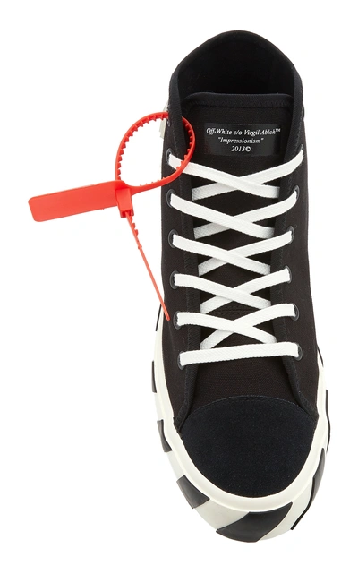 Shop Off-white Striped Cotton-canvas High-top Sneakers In Black