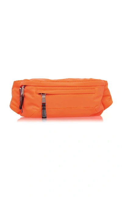 Shop Prada Orange Nylon Hip Bag With Rubber Logo