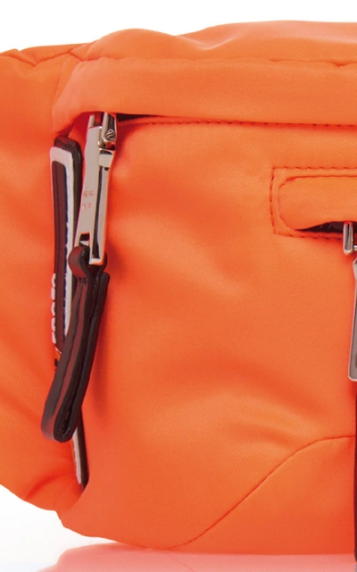 Shop Prada Orange Nylon Hip Bag With Rubber Logo