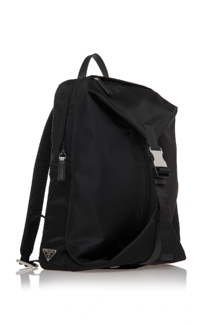 Shop Prada Black Nylon Backpack With Buckle Closure