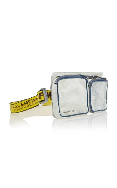Shop Off-white Logo Zip Denim Belt Bag In Light Wash