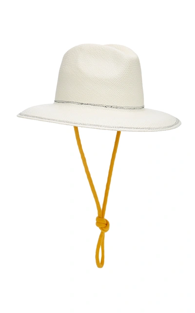 Shop Federica Moretti Wide-brimmed Straw Fedora In White