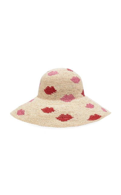 Shop Yestadt Millinery Kisses Patterned Straw Hat In Neutral