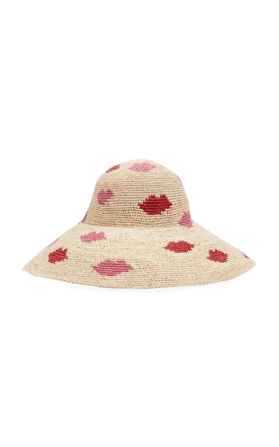 Shop Yestadt Millinery Kisses Patterned Straw Hat In Neutral