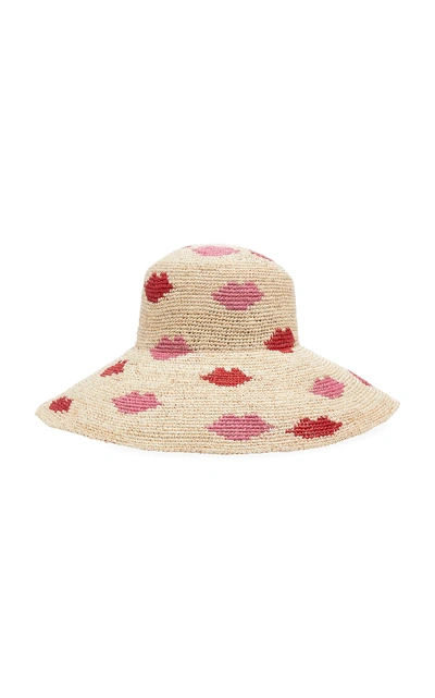 Shop Yestadt Millinery Kisses Patterned Straw Hat In Neutral