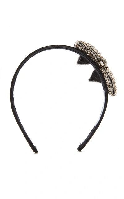 Shop Dice Kayek Crystal Bow Embellished Headband In Black