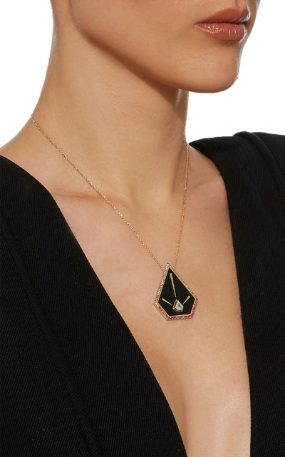 Shop Ele Karela One-of-a-kind Blaze Pyramid Pendant In Gold