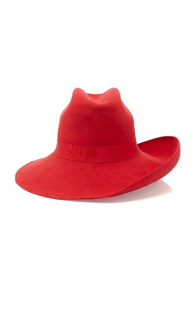 Shop Brandon Maxwell X Gigi Burris Felt Cowboy Hat In Red