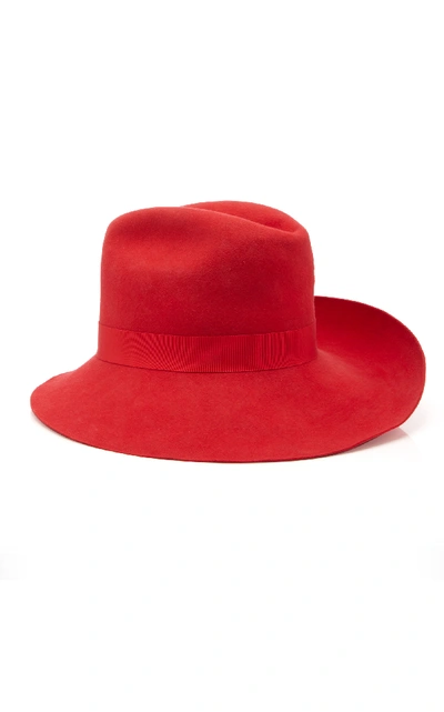 Shop Brandon Maxwell X Gigi Burris Felt Cowboy Hat In Red