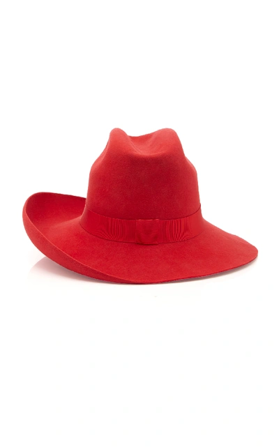Shop Brandon Maxwell X Gigi Burris Felt Cowboy Hat In Red