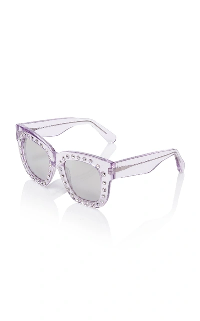 Shop Acne Studios Library Embellished Square-frame Sunglasses In Purple