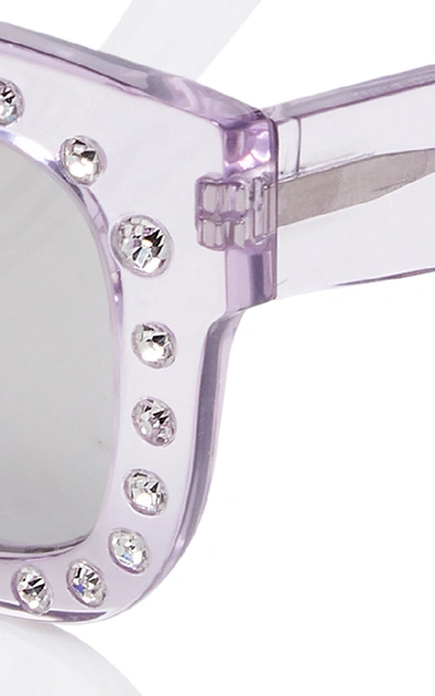 Shop Acne Studios Library Embellished Square-frame Sunglasses In Purple
