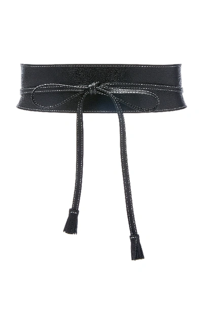 Shop Maison Vaincourt Bow Calfskin Belt In Black/white
