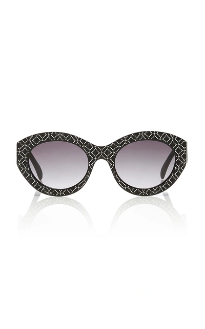 Shop Alaia Sunglasses L'arabesque Studded Acetate Sunglasses In Black