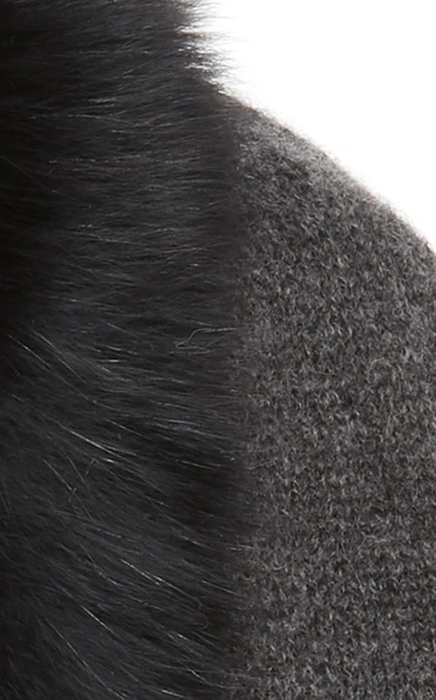 Shop Charlotte Simone Mo Hawk Fur-trimmed Beanie In Grey