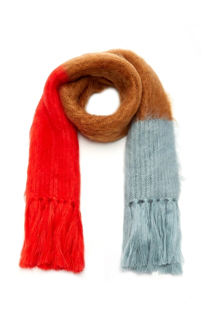 Shop Burberry Coloblocked Fringed Mohair-silk Scarf In Multi