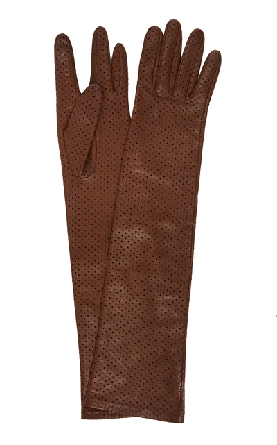 Shop Acne Studios Arlette Leather Gloves In Brown