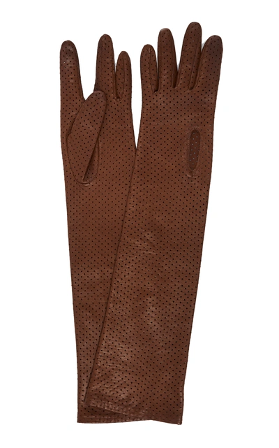 Shop Acne Studios Arlette Leather Gloves In Brown