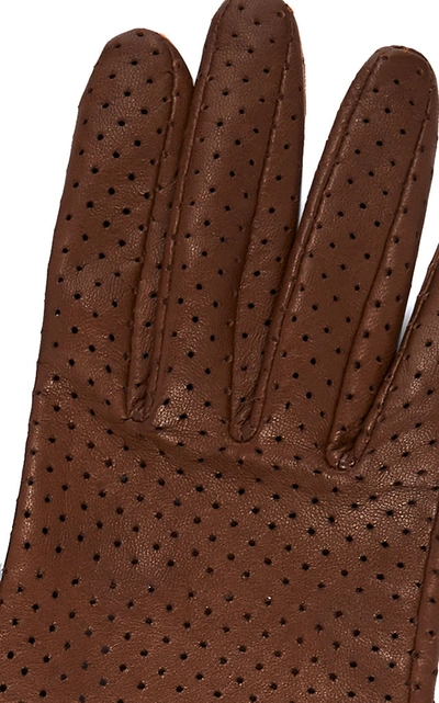 Shop Acne Studios Arlette Leather Gloves In Brown