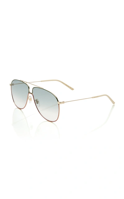 Shop Gucci Aviator-style Metal Sunglasses In Green