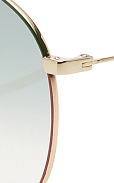 Shop Gucci Aviator-style Metal Sunglasses In Green