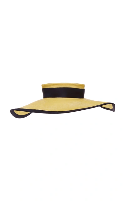 Shop Eugenia Kim Bettie Canvas-trimmed Straw Hat In Yellow