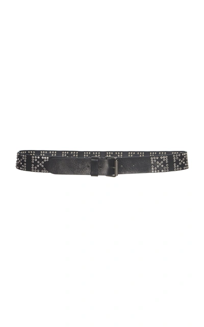 Shop Off-white Studded Leather Belt In Black