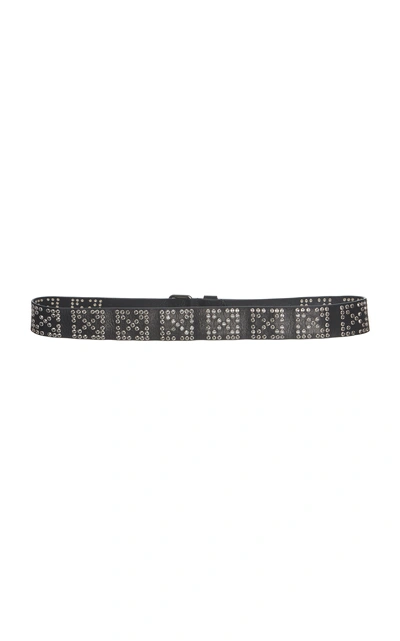 Shop Off-white Studded Leather Belt In Black