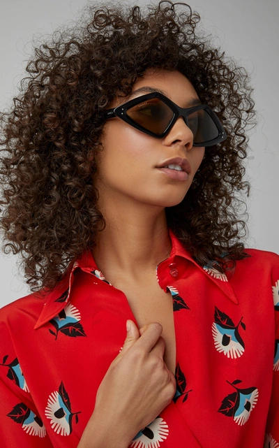 Shop Gucci Cat-eye Acetate Sunglasses In Black
