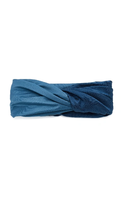 Shop Eugenia Kim Malia Knotted Satin Headband In Blue