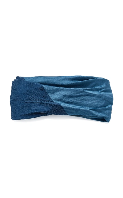 Shop Eugenia Kim Malia Knotted Satin Headband In Blue