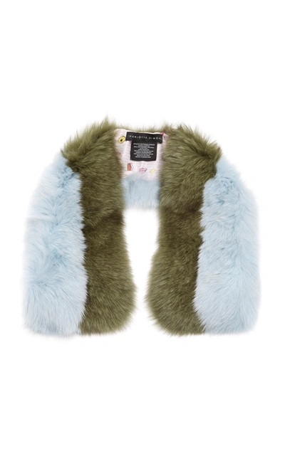Shop Charlotte Simone Cuddle Cuff Two-tone Fur Stole In Green
