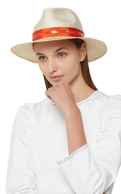 Shop Maison Michel Rico Straw Fedora Hat In Neutral