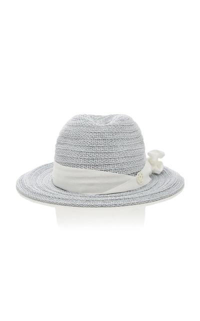 Shop Maison Michel Derek Straw Hat In Silver